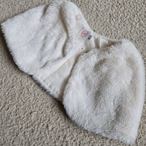 🌈 GIRLS 5 Wonder Nation Faux Fur Shrug in White Cream